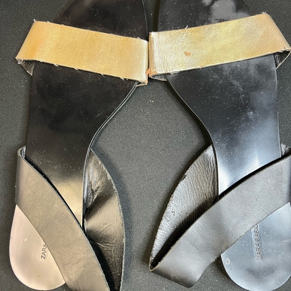 Zara Two-Tone Black and Tan Sandals - Picture 1 of 2